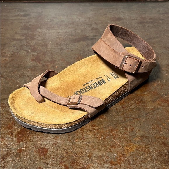 Birkenstock Yara Oiled Leather Brown Strappy Ankle Wrap Sandal Size 39 - Picture 8 of 12